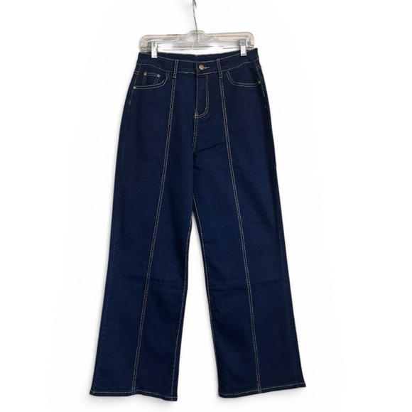 Women’s Wide Leg Jeans Dark Blue - Picture 2 of 4
